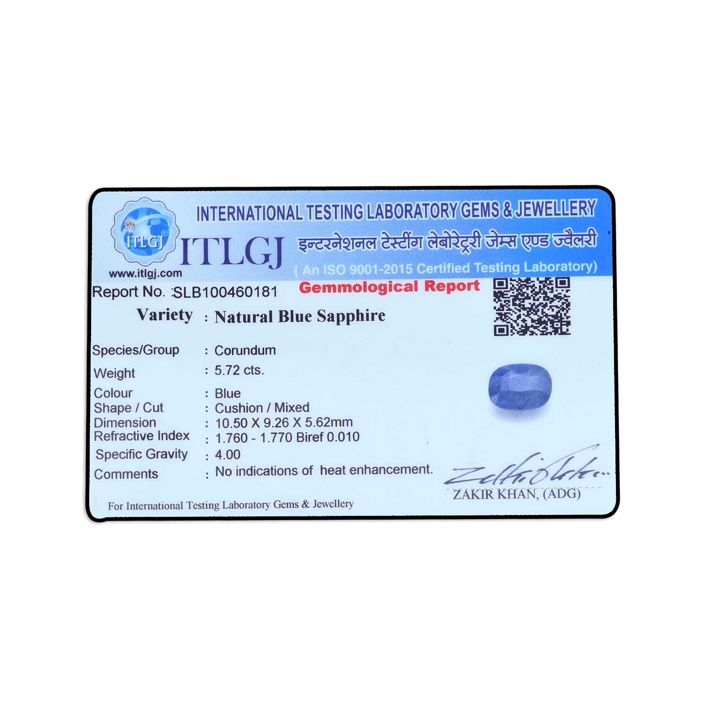 Blue Sapphire (Neelam) - 5.72 Carat