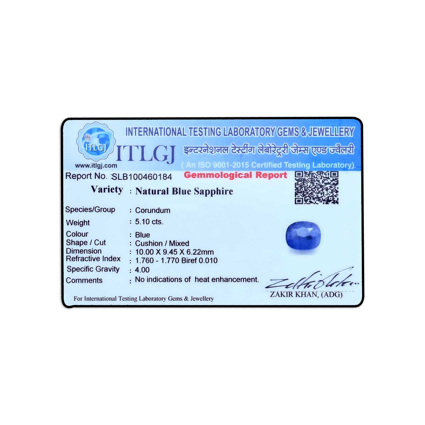 Blue Sapphire (Neelam) - 5.1 Carat