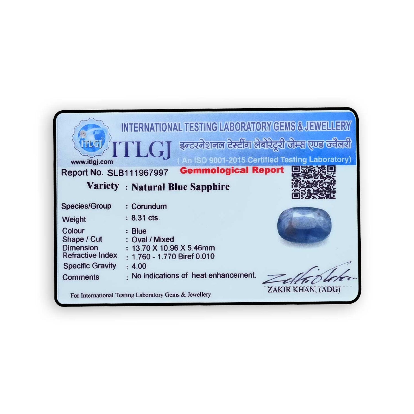 Blue Sapphire (Neelam) - 8.31 Carat