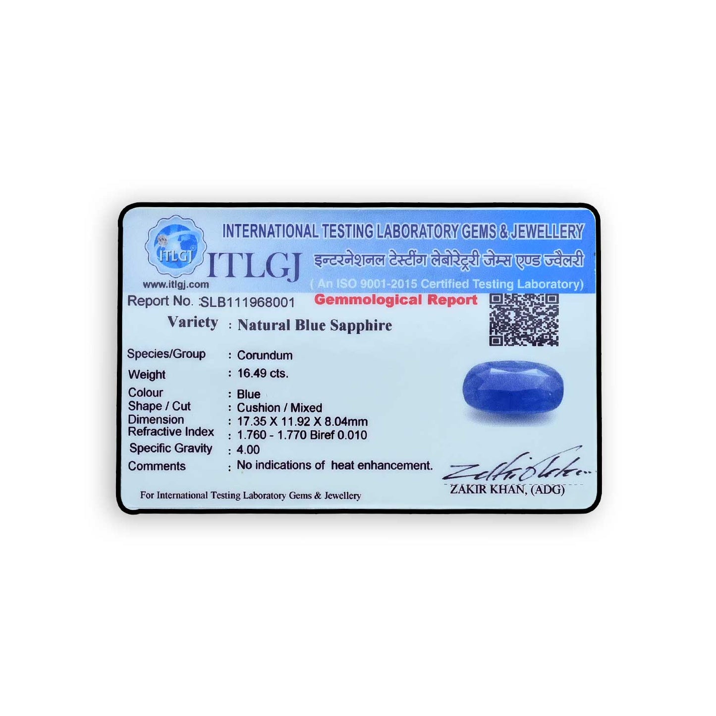 Blue Sapphire (Neelam) - 16.49 Carat