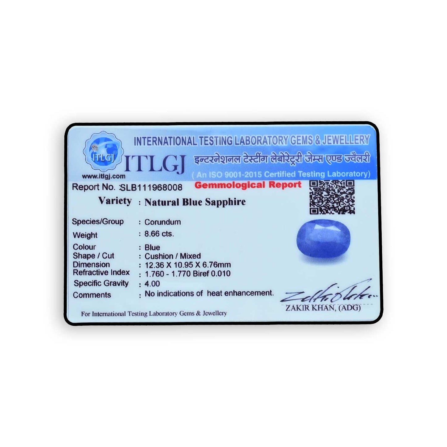 Blue Sapphire (Neelam) - 8.66 Carat