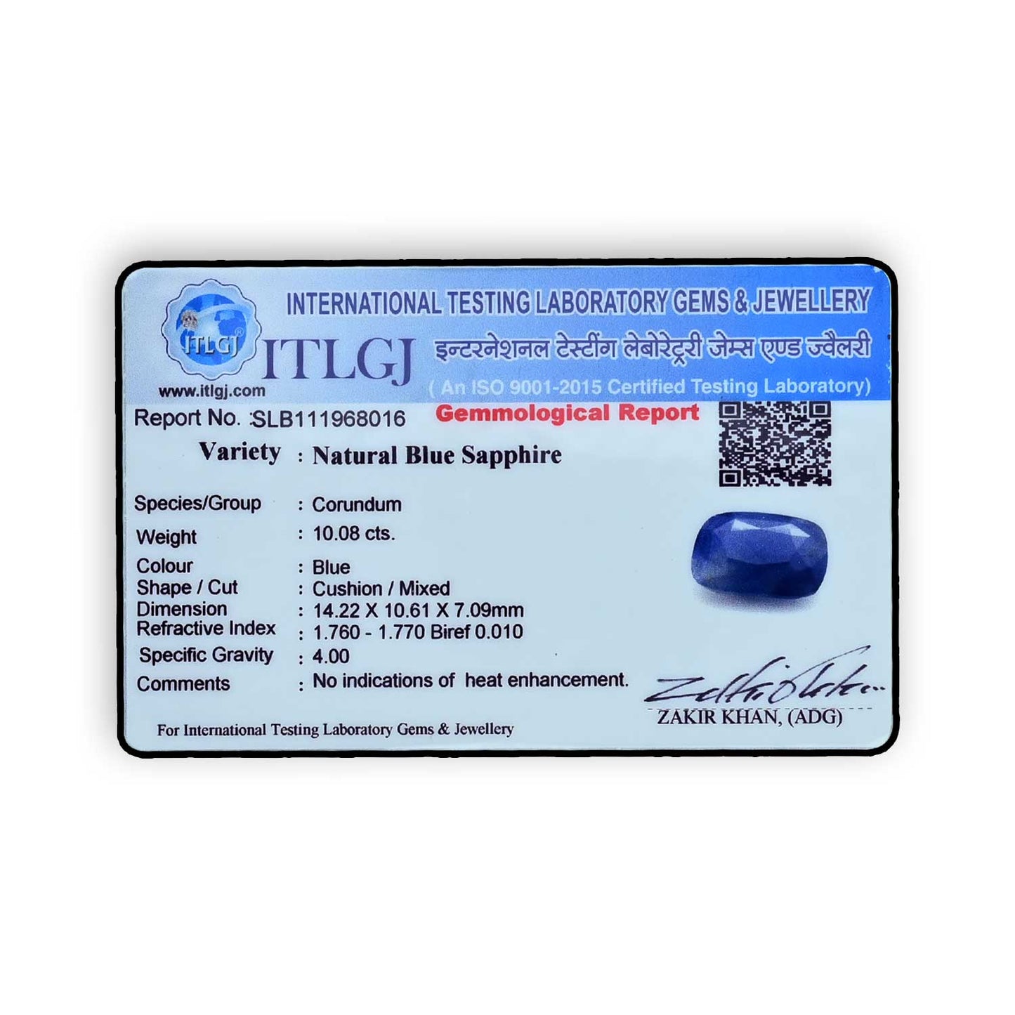 Blue Sapphire (Neelam) - 10.08 Carat