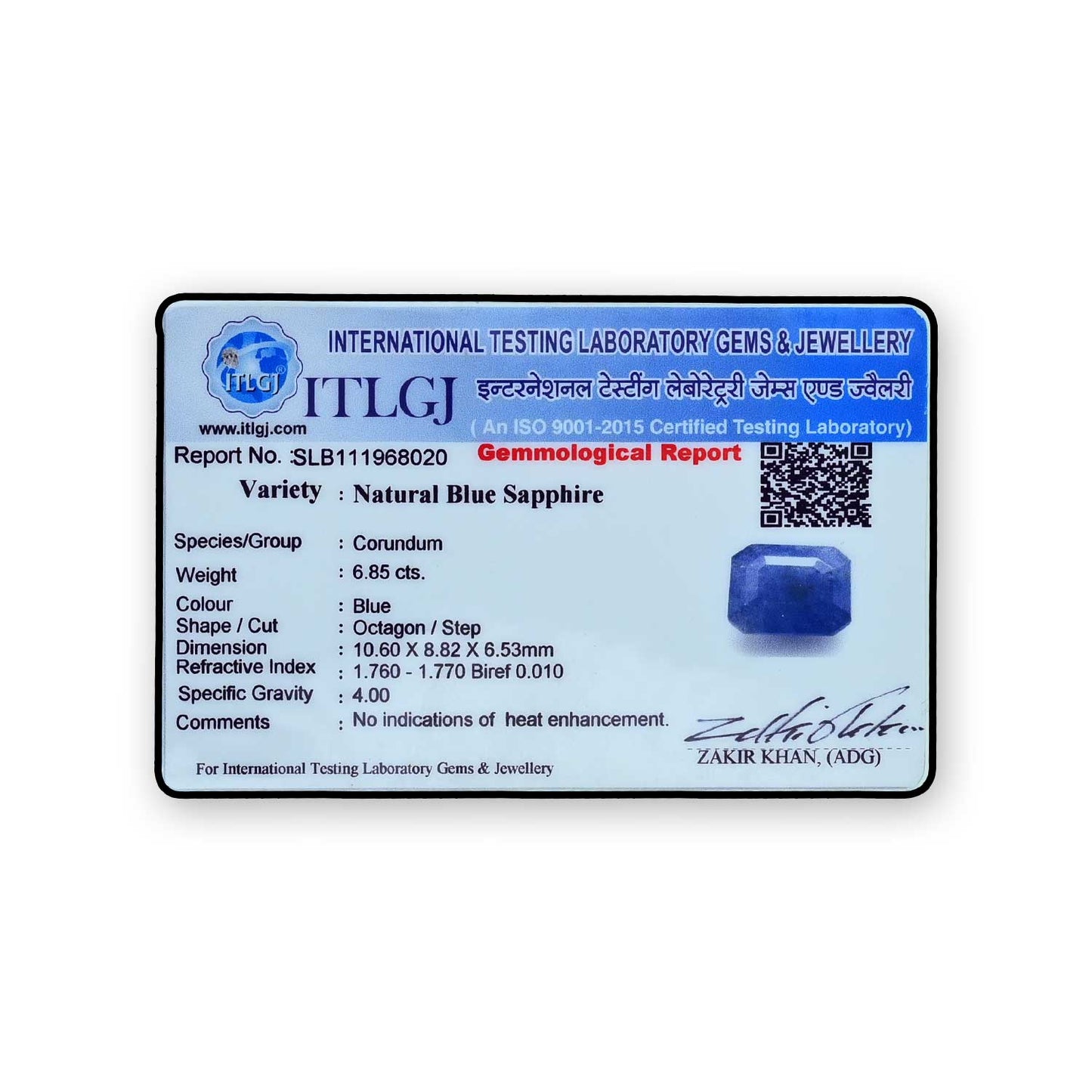 Blue Sapphire (Neelam) - 6.85 Carat