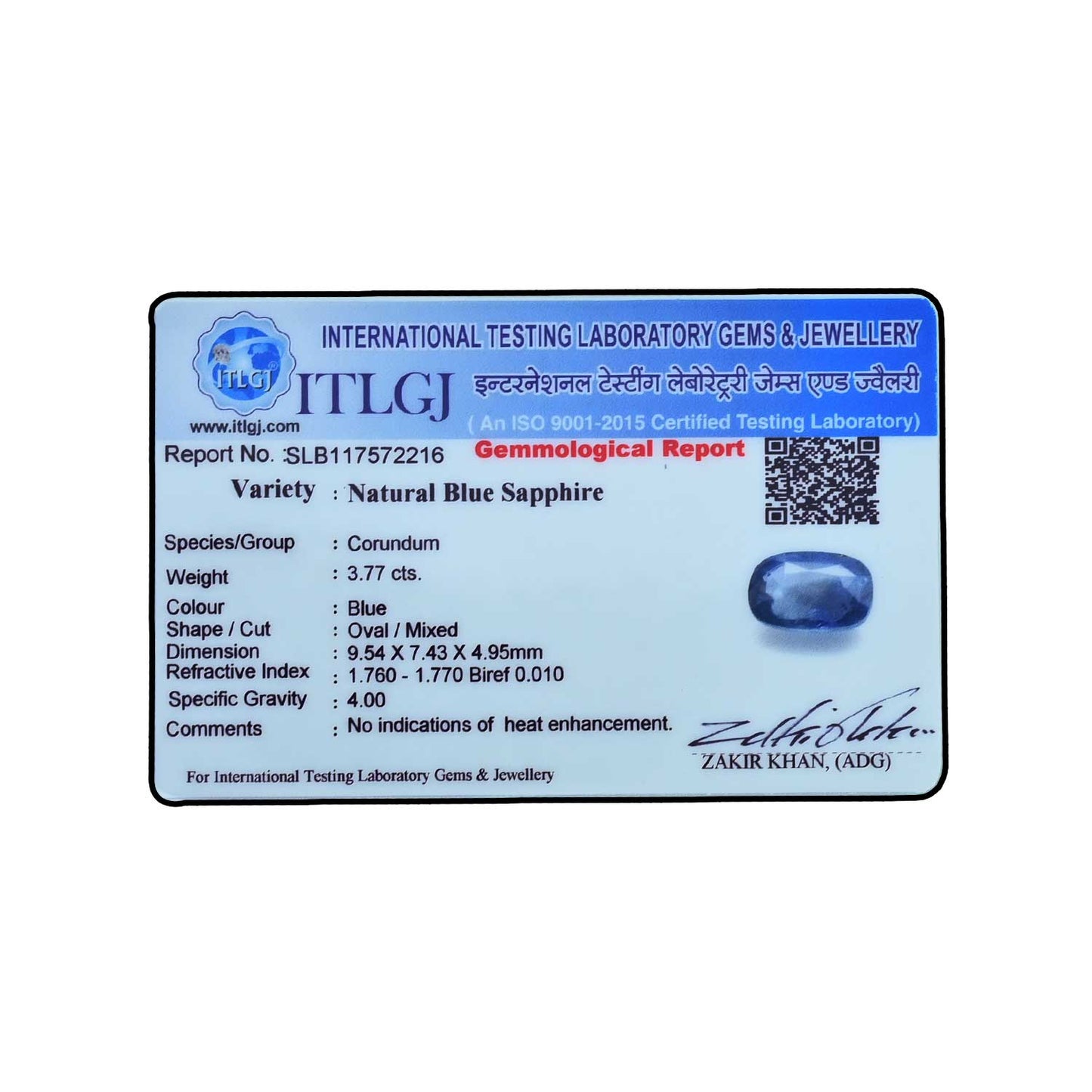 Blue Sapphire (Neelam) - 3.77 Carat
