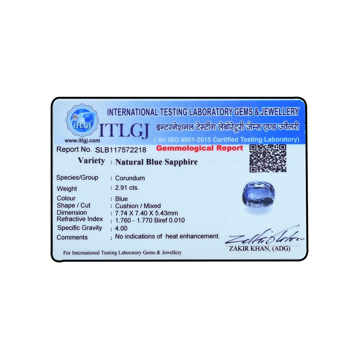 Blue Sapphire (Neelam) - 2.91 Carat