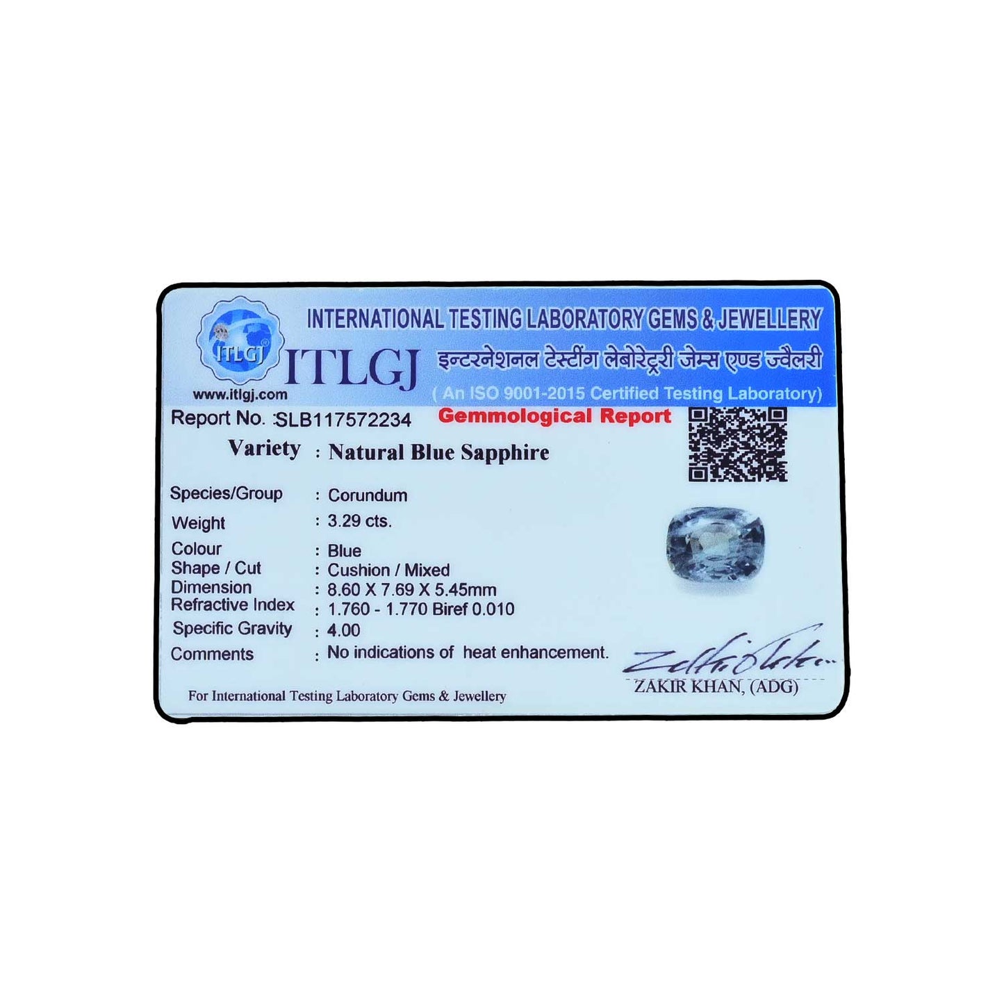 Blue Sapphire (Neelam) - 3.29 Carat