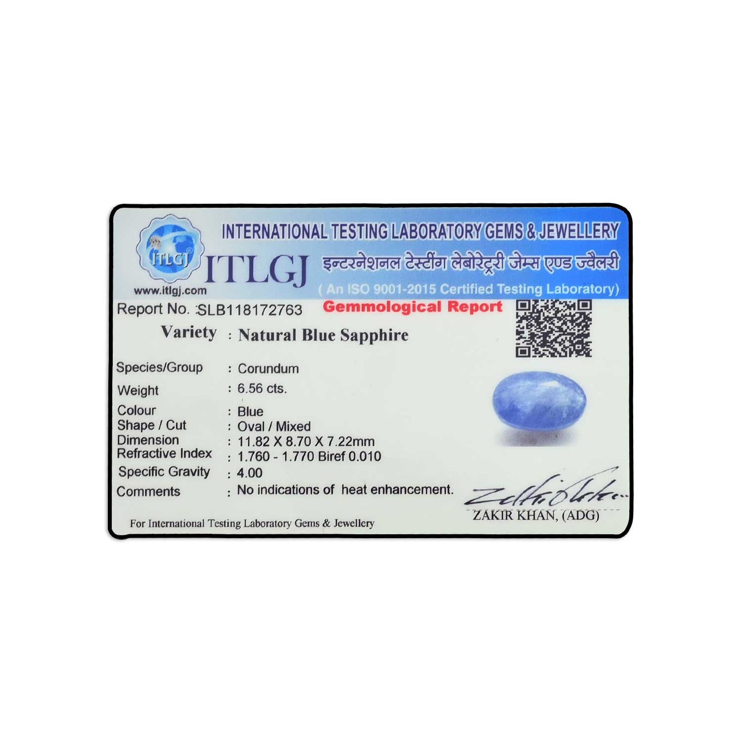 Blue Sapphire (Neelam) - 6.56 Carat