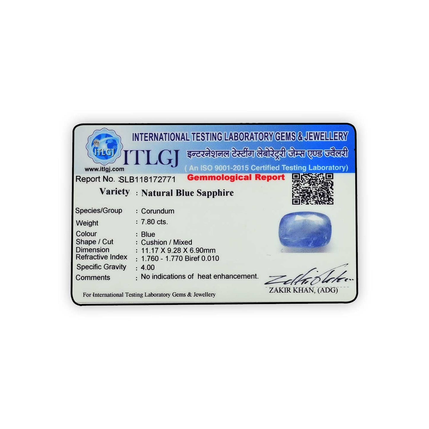 Blue Sapphire (Neelam) - 7.8 Carat