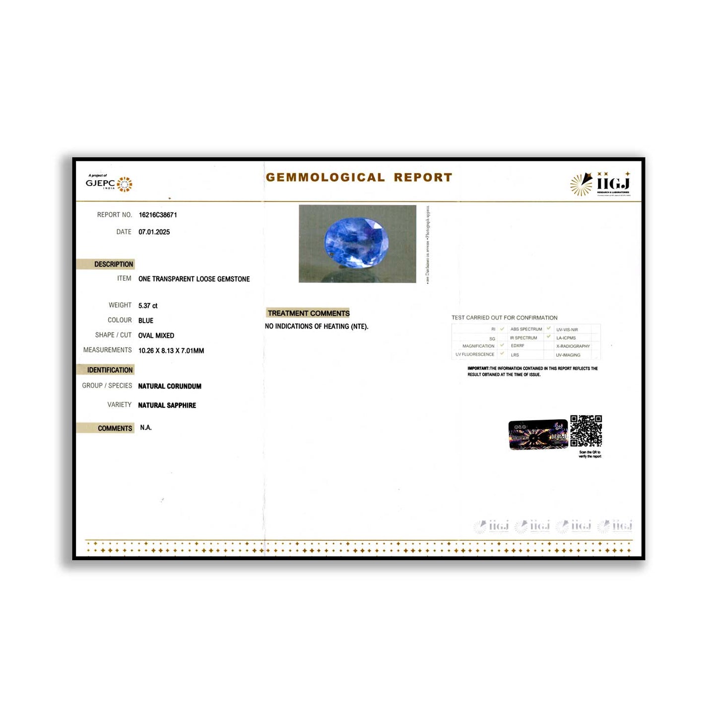 Ceylon Blue Sapphire 5.37 Carat
