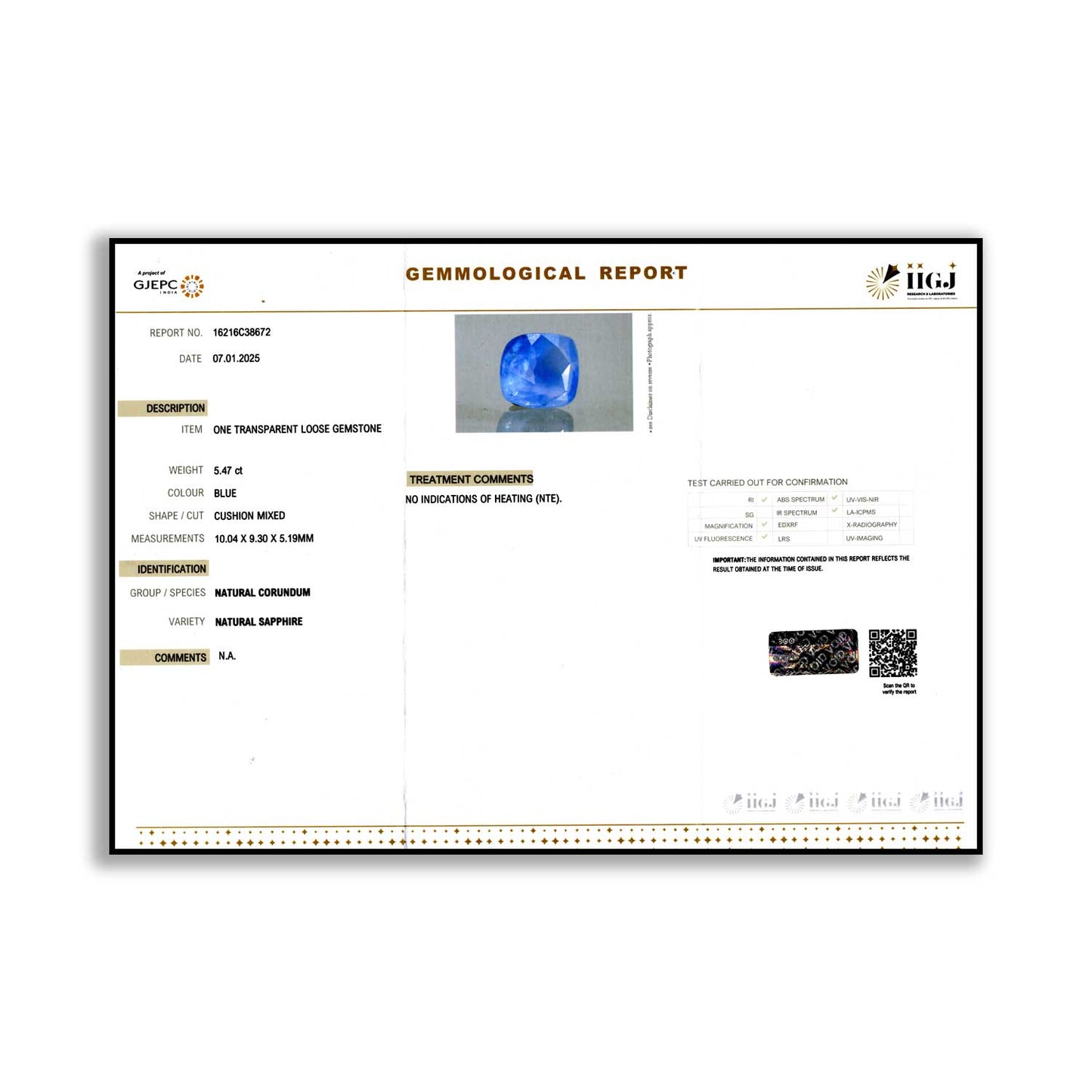 Ceylon Blue Sapphire 5.47 Carat