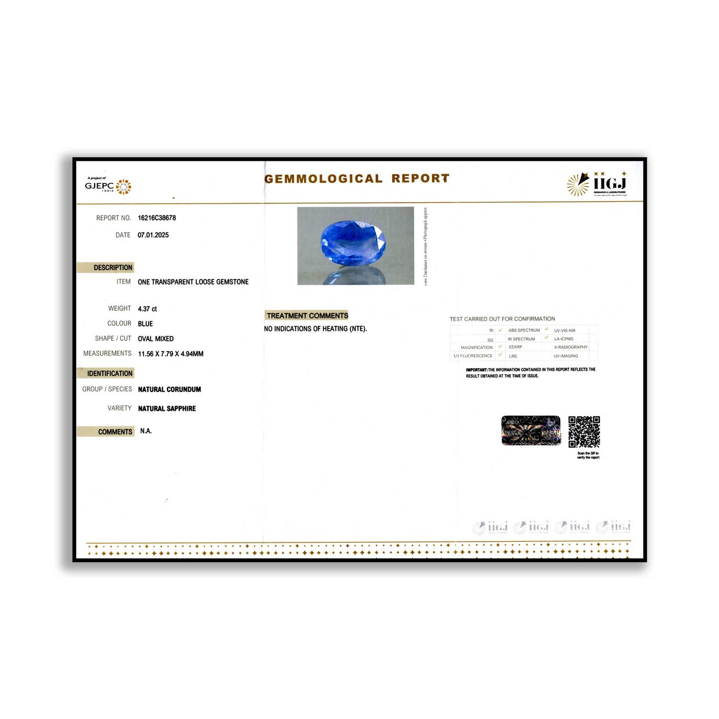 Ceylon Blue Sapphire 4.37 Carat