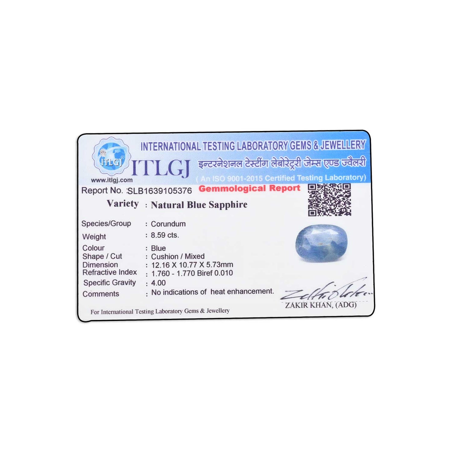 Blue Sapphire (Neelam) 8.59 Carat
