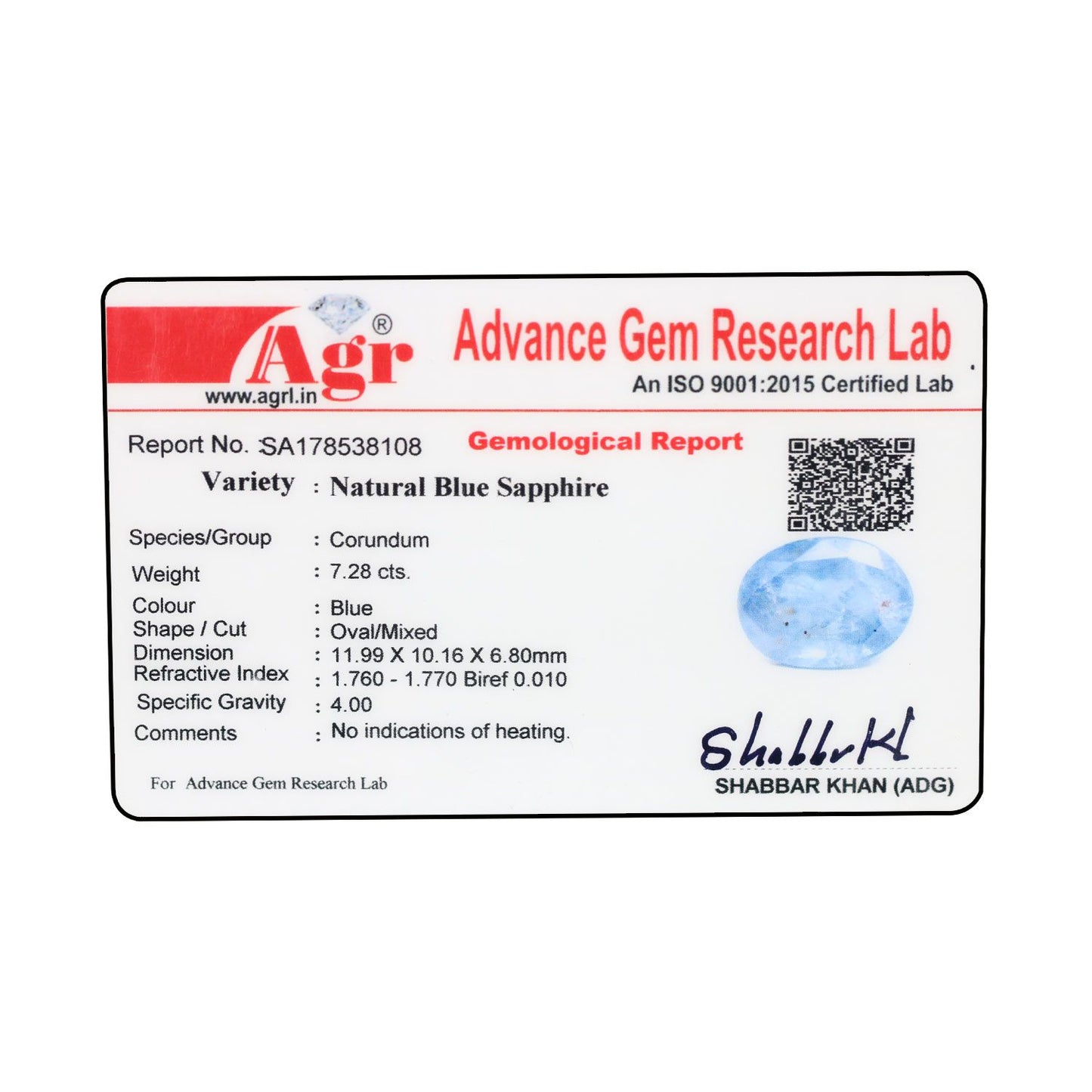 Blue Sapphire (Neelam) - 7.28 Carat