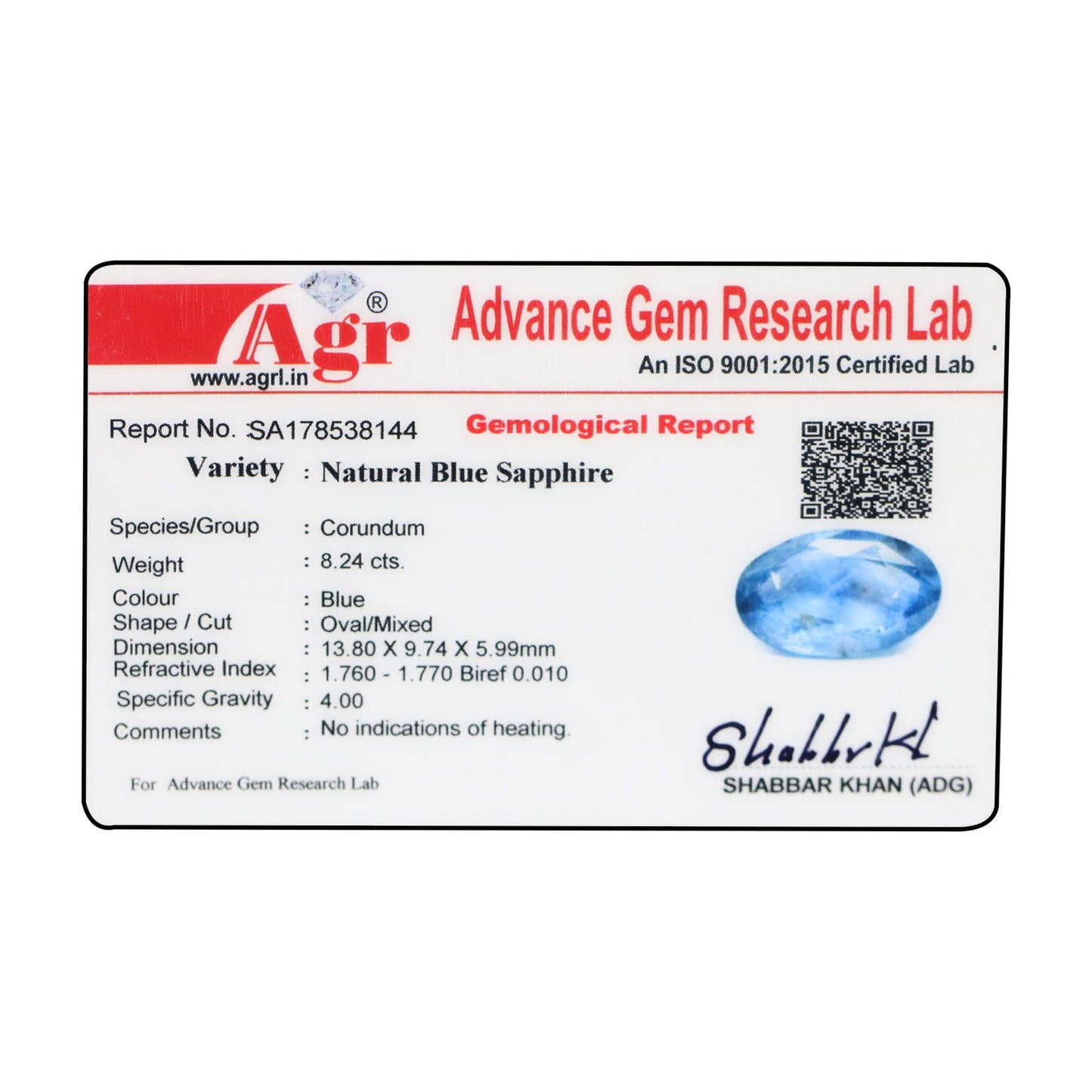 Blue Sapphire (Neelam) - 8.24 Carat
