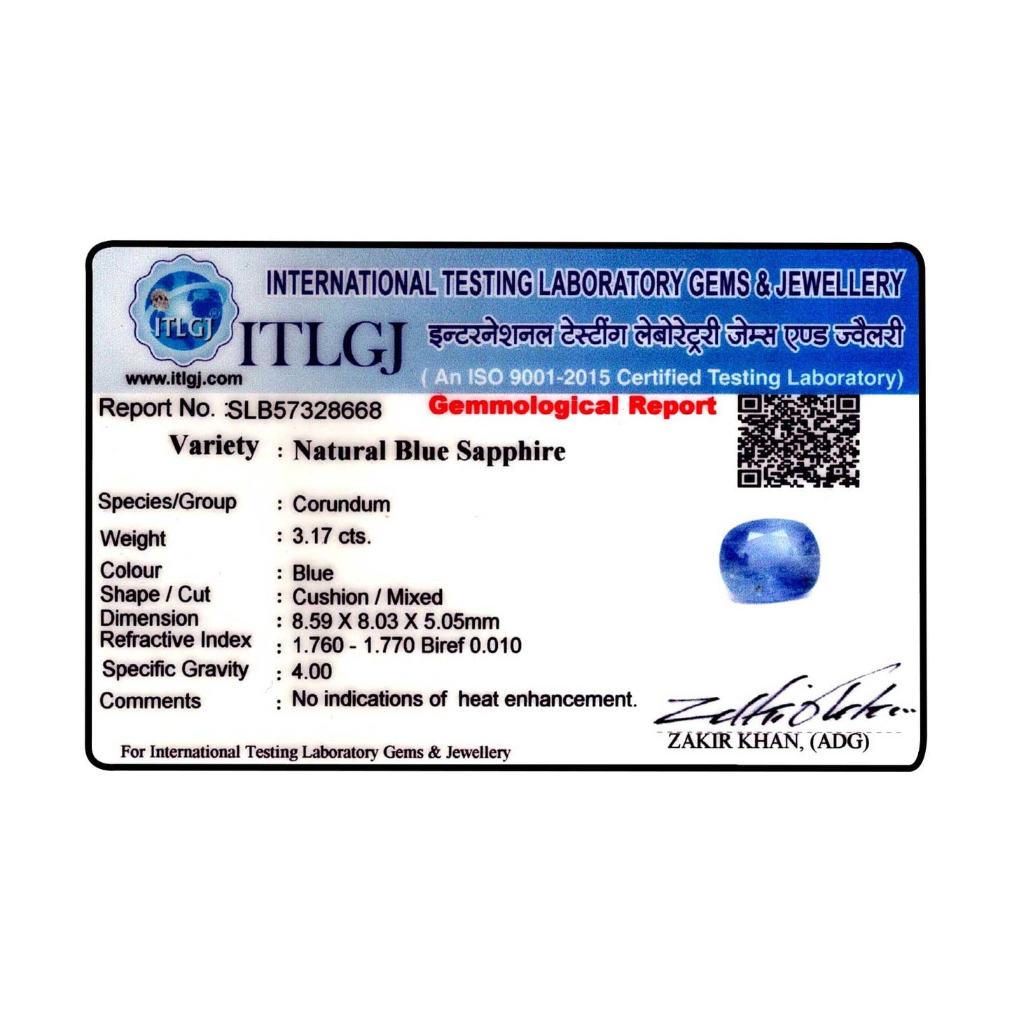 Blue Sapphire (Neelam) - 3.17 Carat