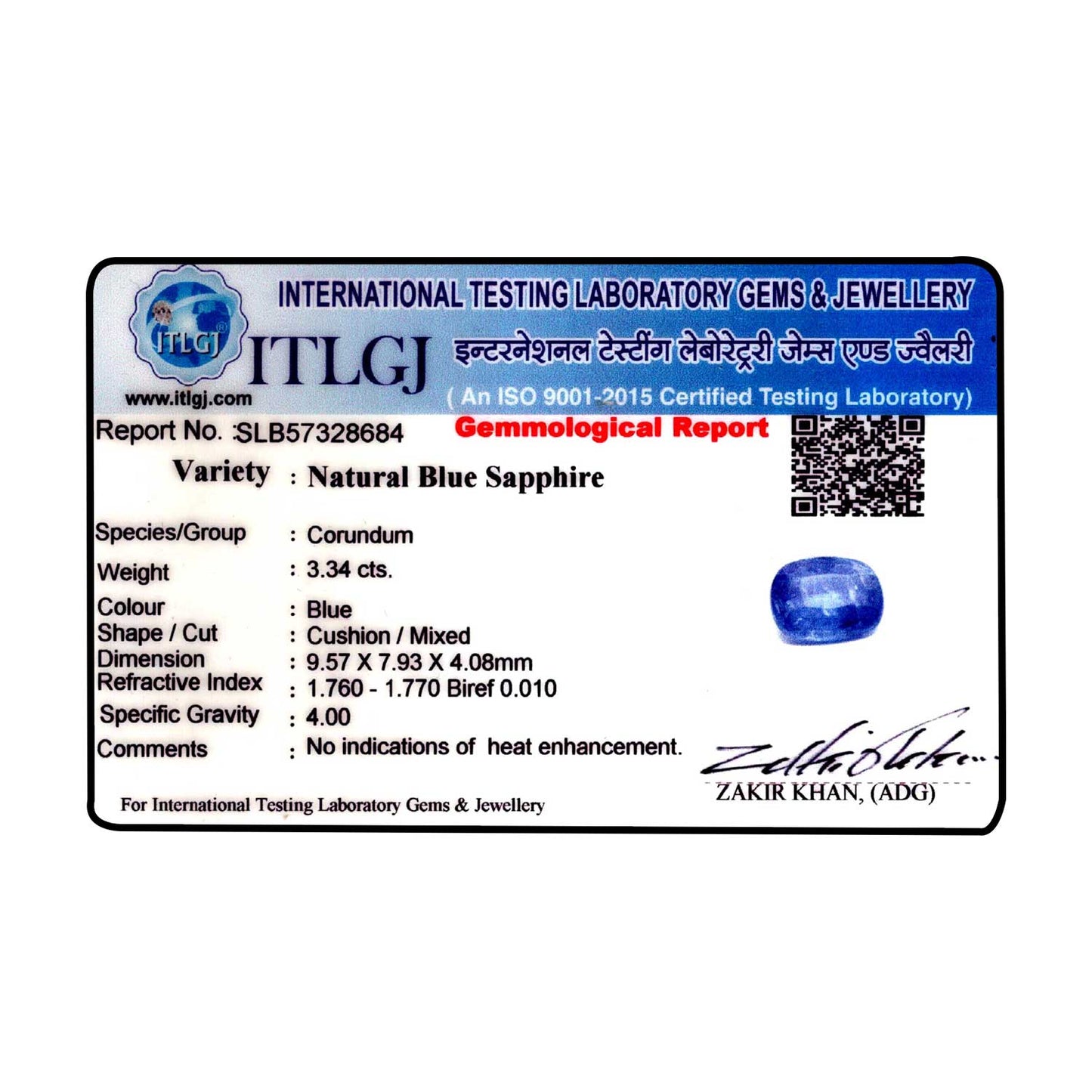 Blue Sapphire (Neelam) - 3.34 Carat