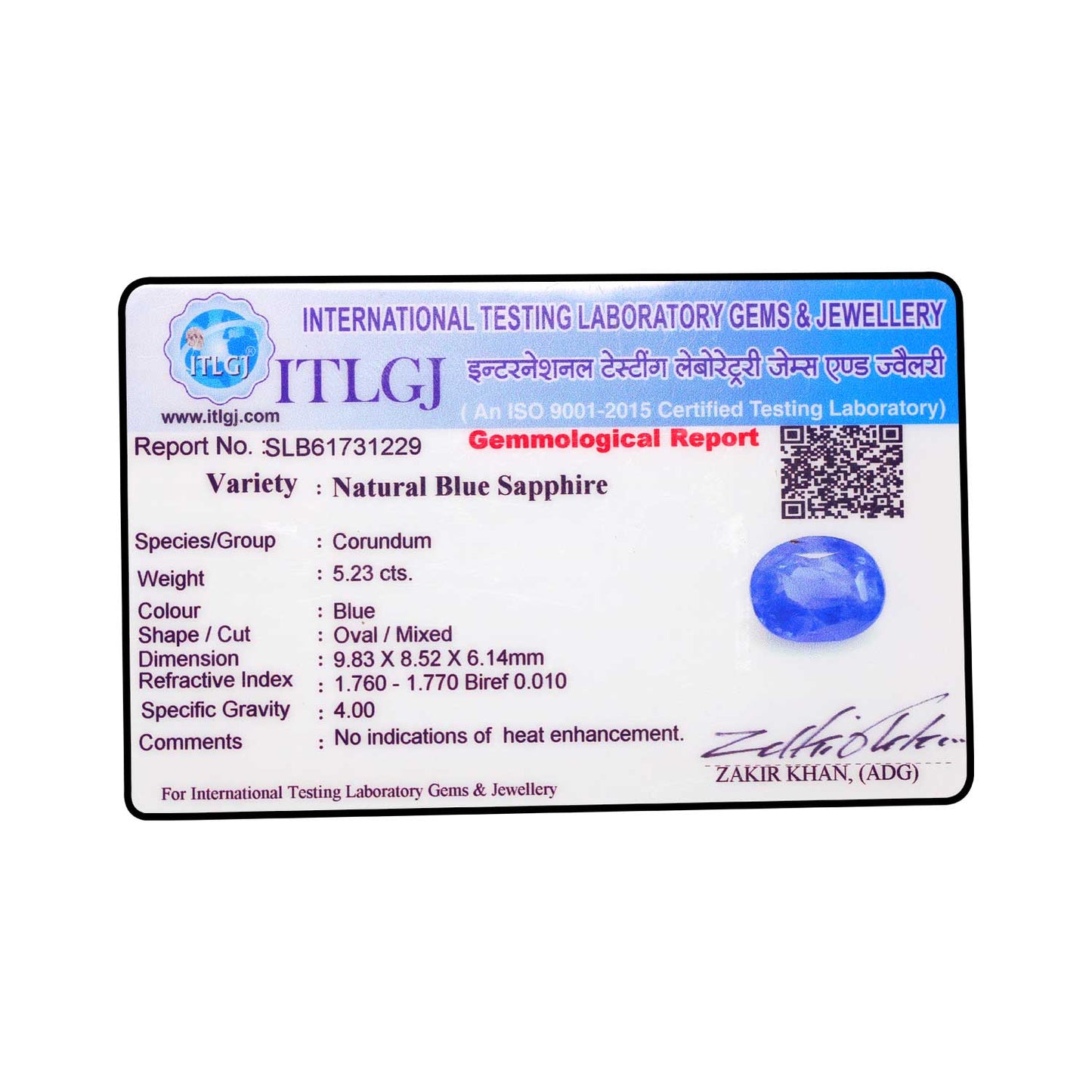 Blue Sapphire (Neelam) - 5.23 Carat