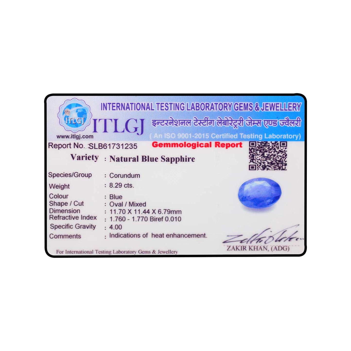 Blue Sapphire (Neelam) Heated - 8.29 Carat