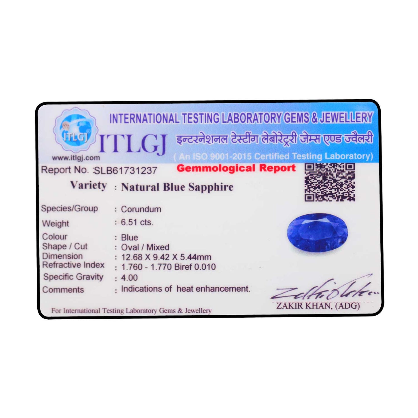 Blue Sapphire (Neelam) Heated - 6.51 Carat