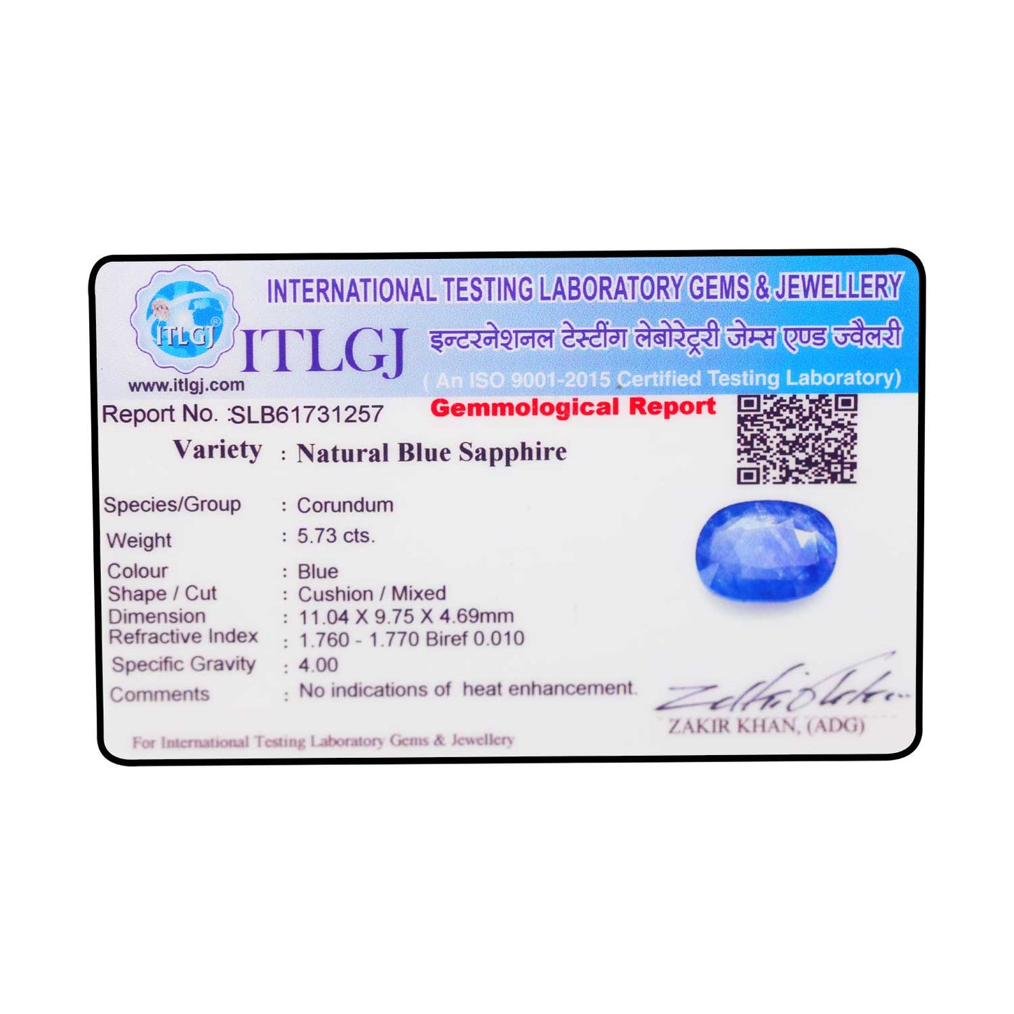 Blue Sapphire (Neelam) - 5.73 Carat