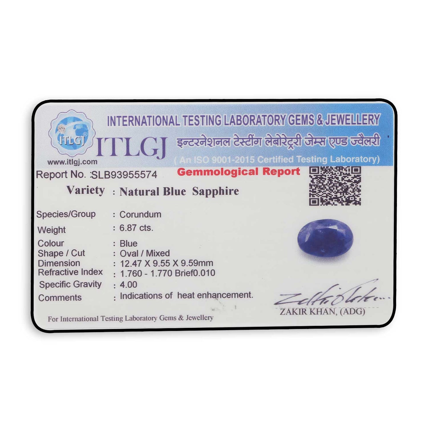 Blue Sapphire (Neelam) Heated - 6.87 Carat