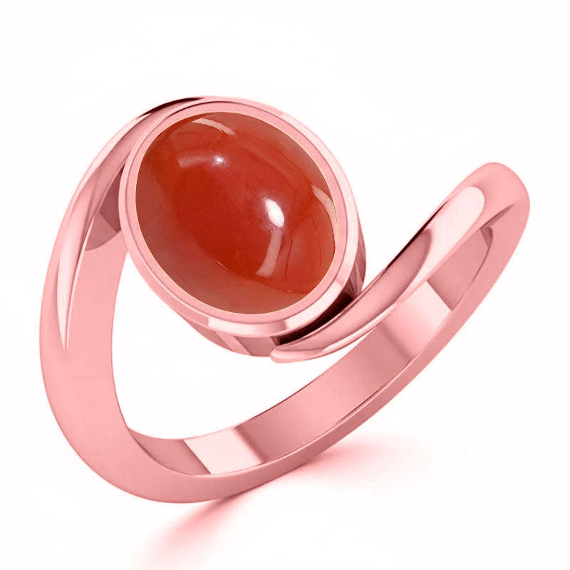 Coral (Special Quality) Rose Gold Wave Ring (R3)
