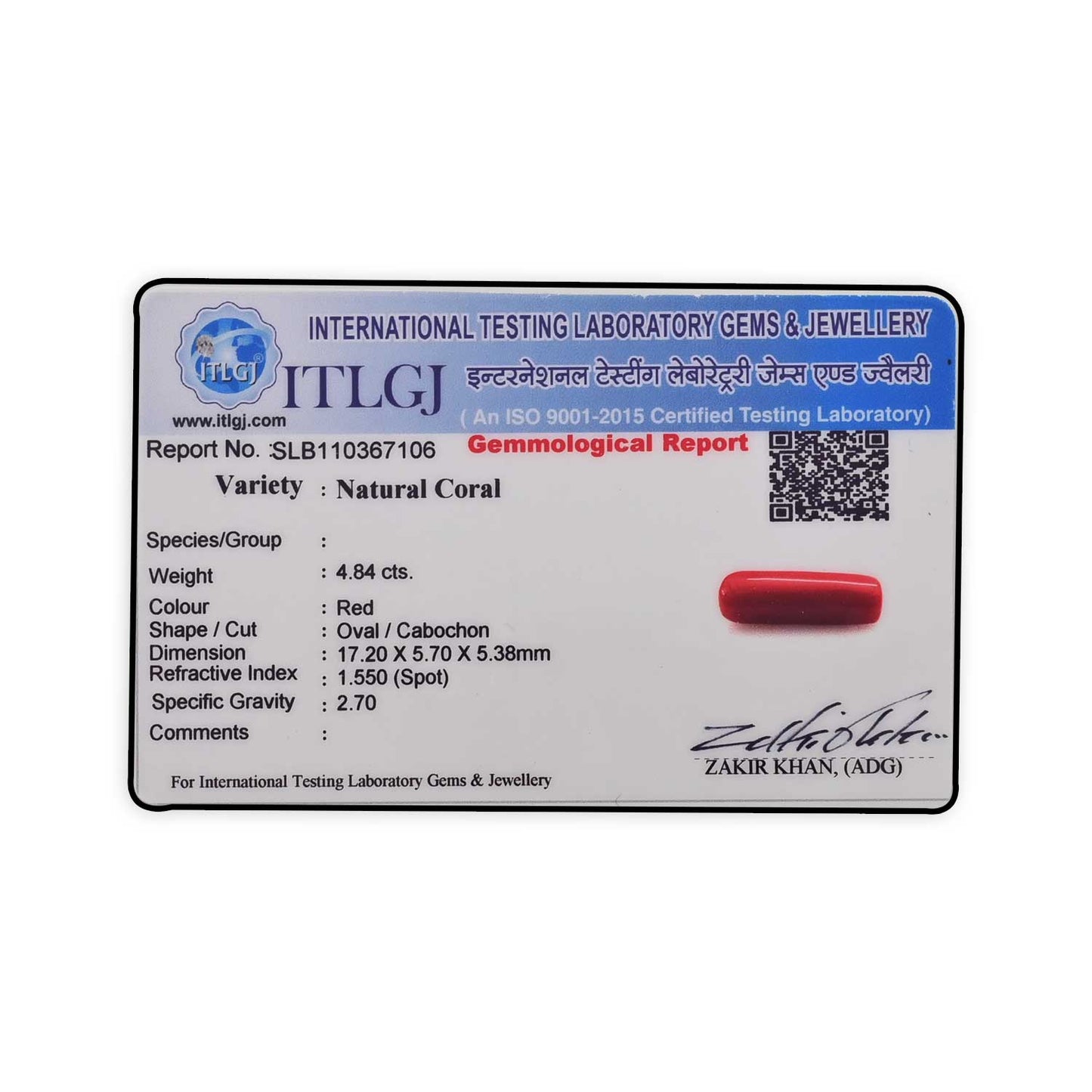 Red Coral (Moonga) - 4.84 Carat