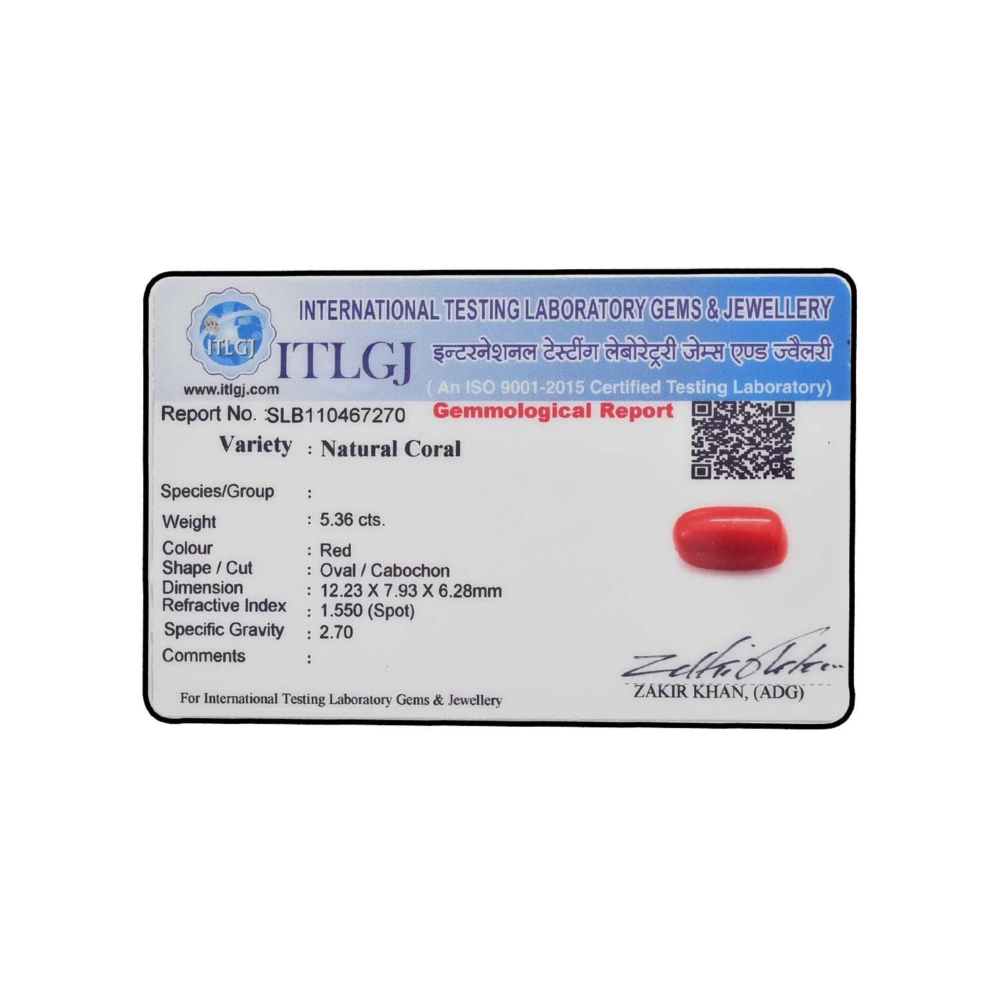 Red Coral (Moonga) - 5.36 Carat
