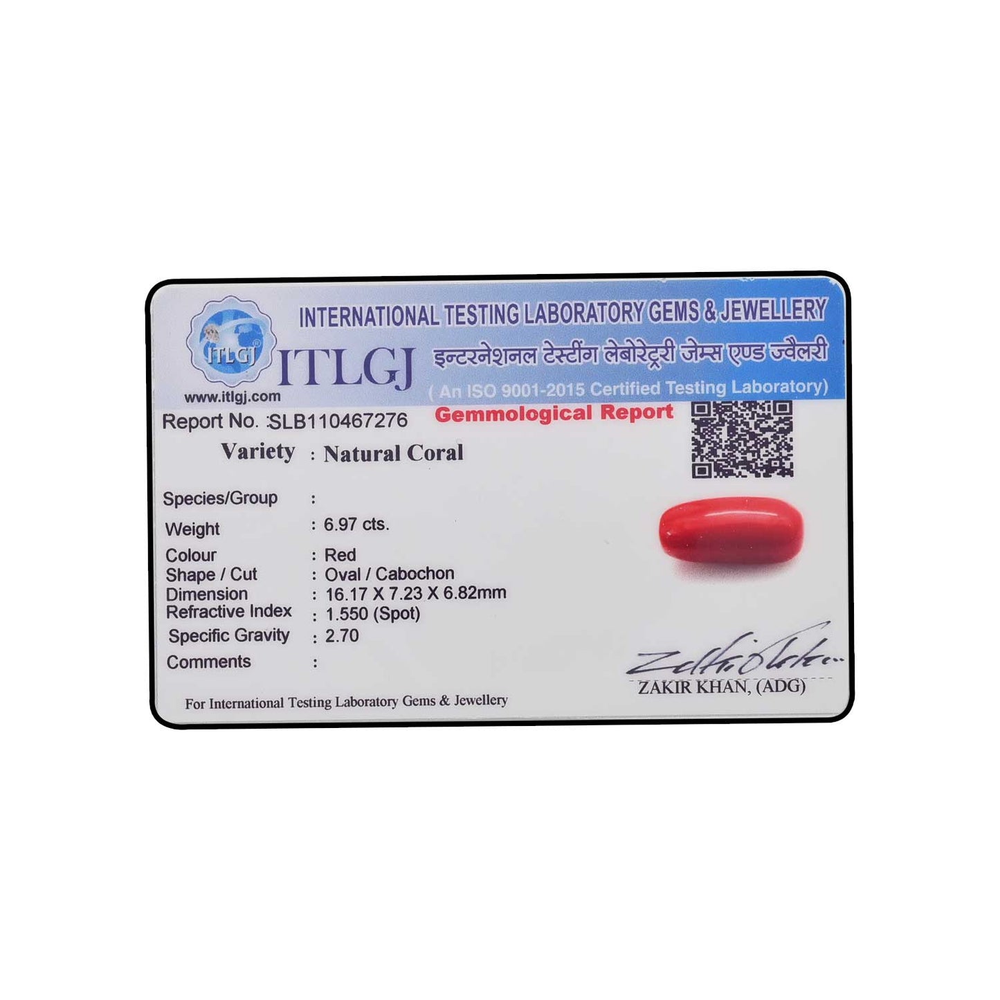 Red Coral (Moonga) - 6.97 Carat