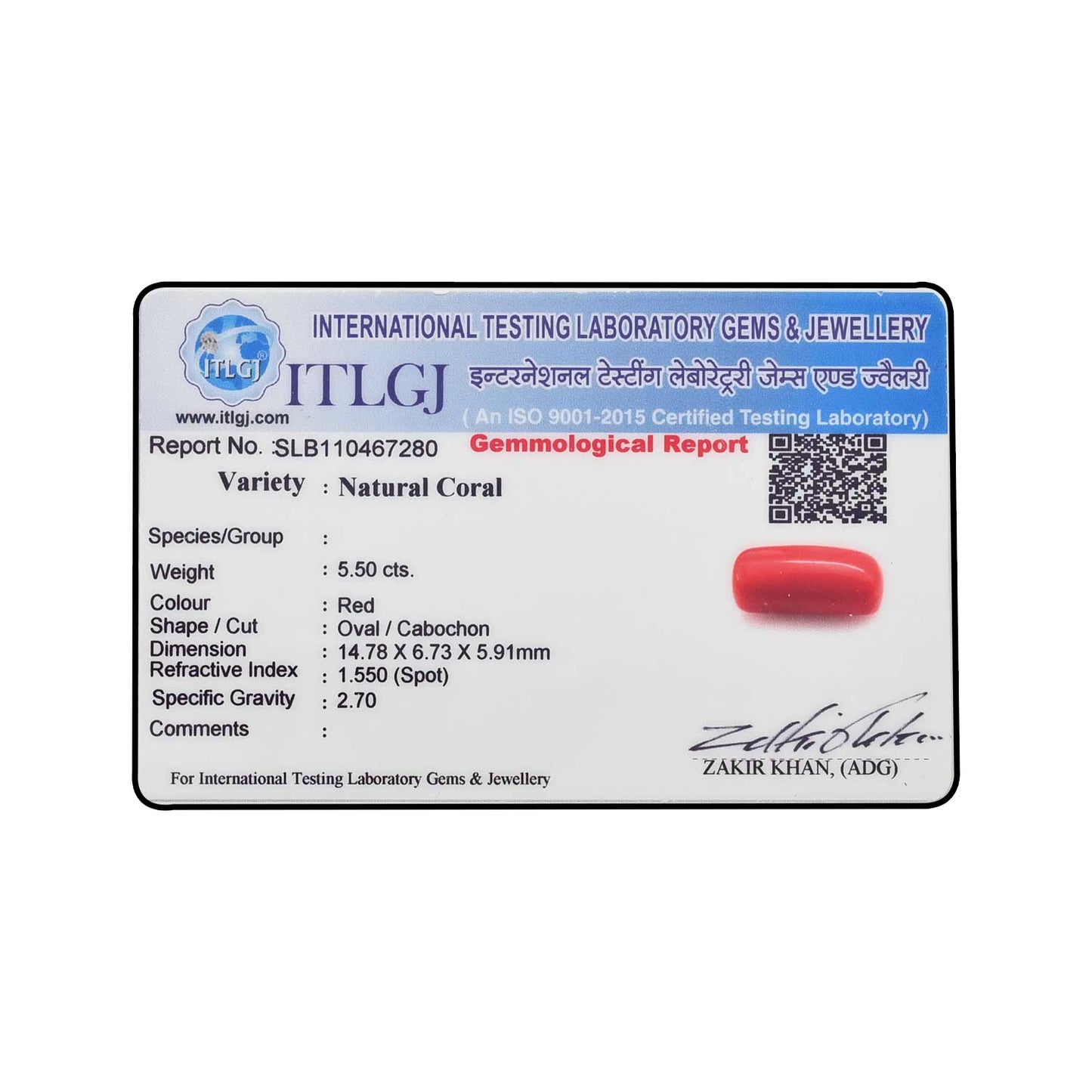 Red Coral (Moonga) - 5.5 Carat