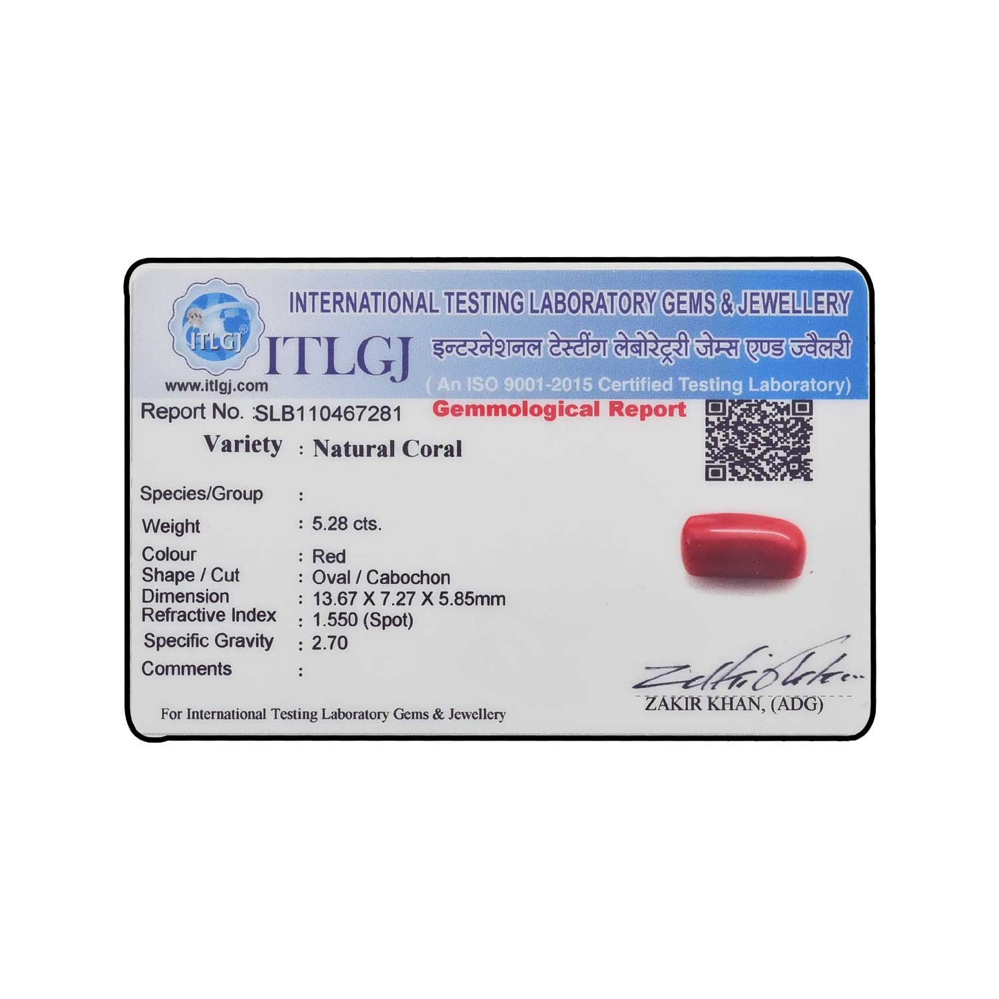 Red Coral (Moonga) - 5.28 Carat