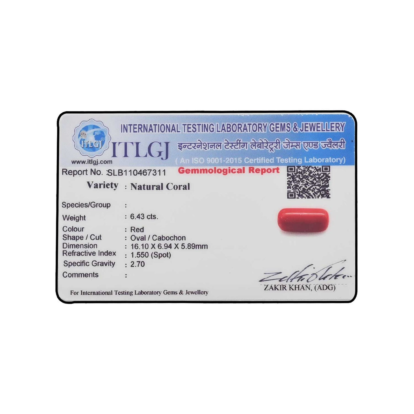 Red Coral (Moonga) - 6.43 Carat
