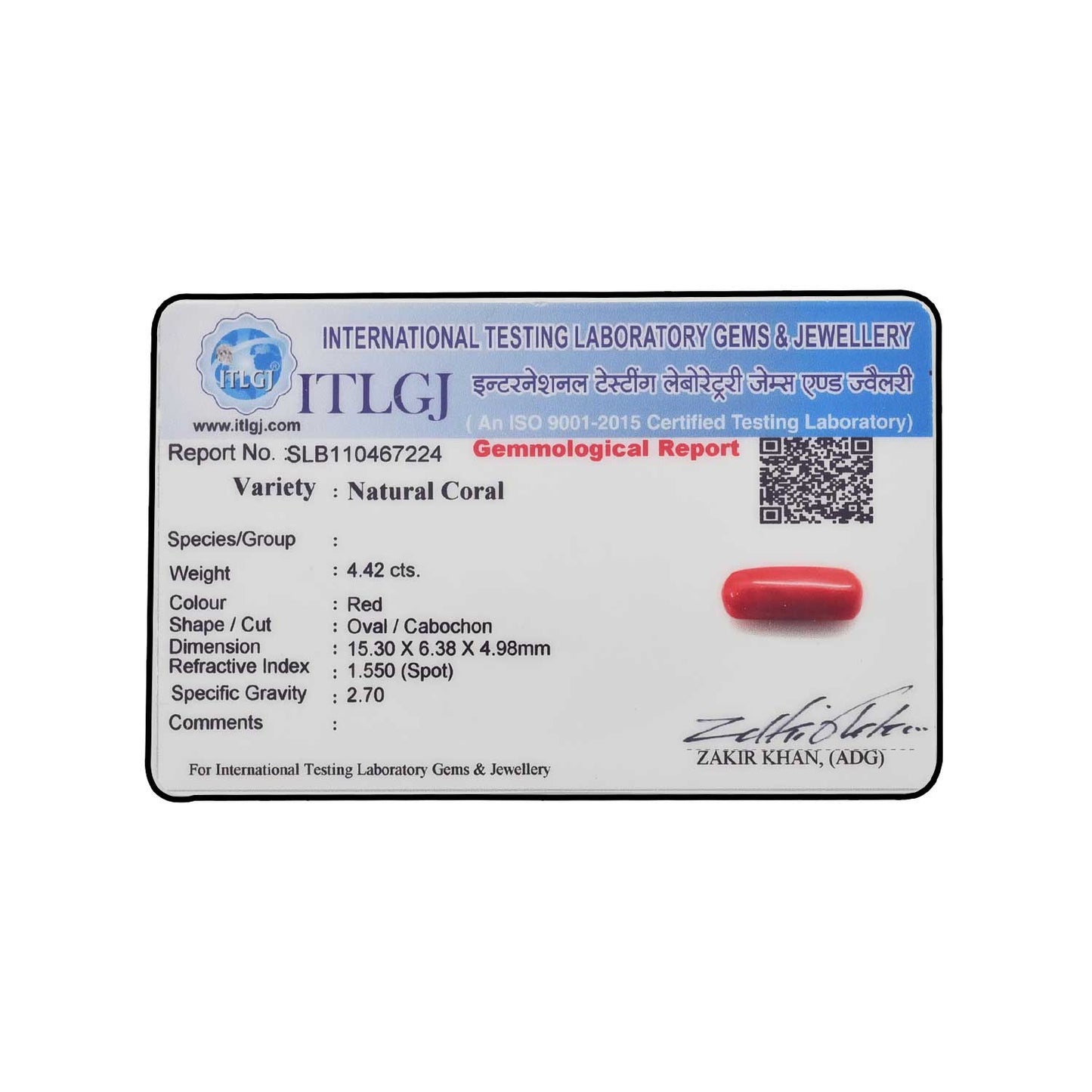 Red Coral (Moonga) - 4.42 Carat