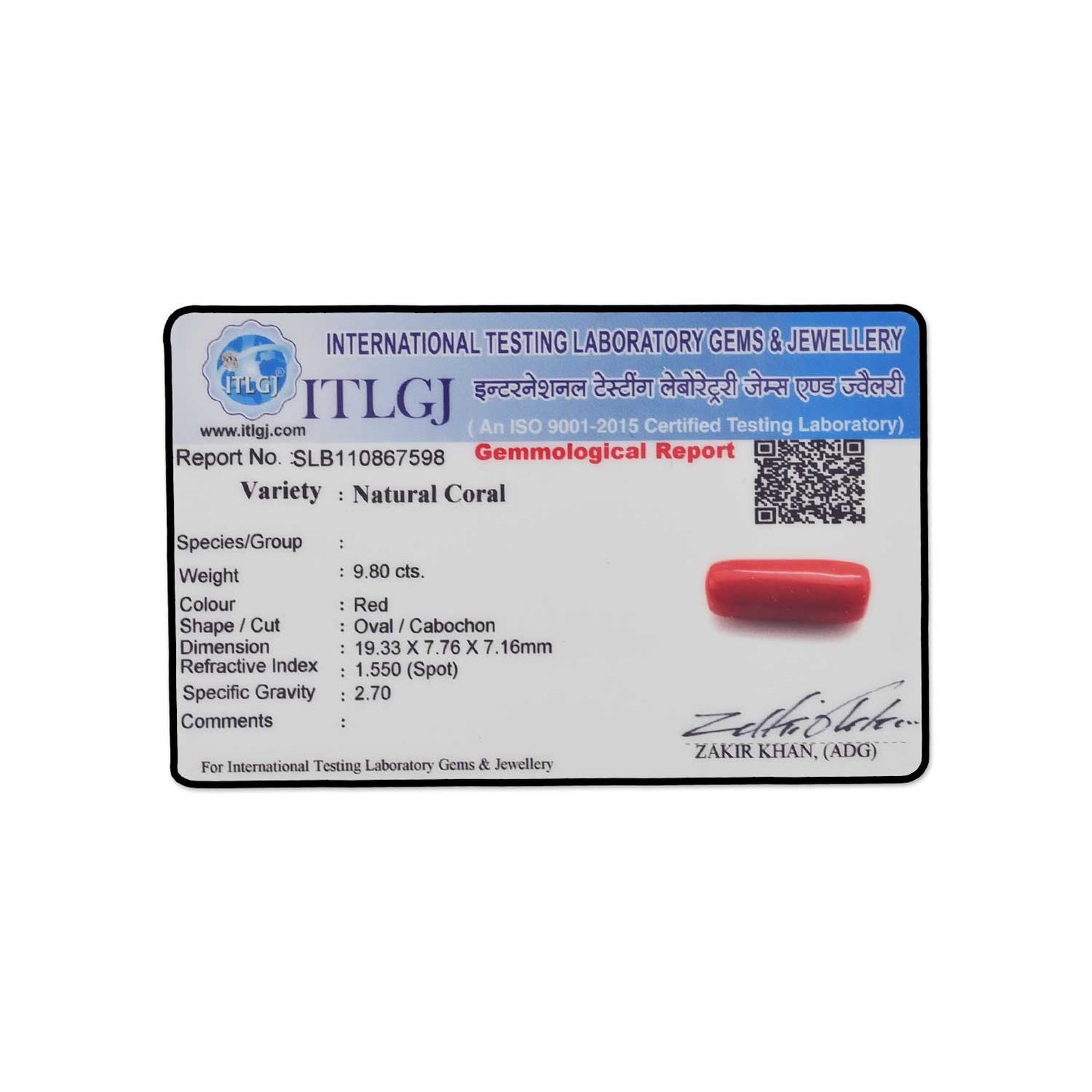 Red Coral (Moonga) - 9.8 Carat