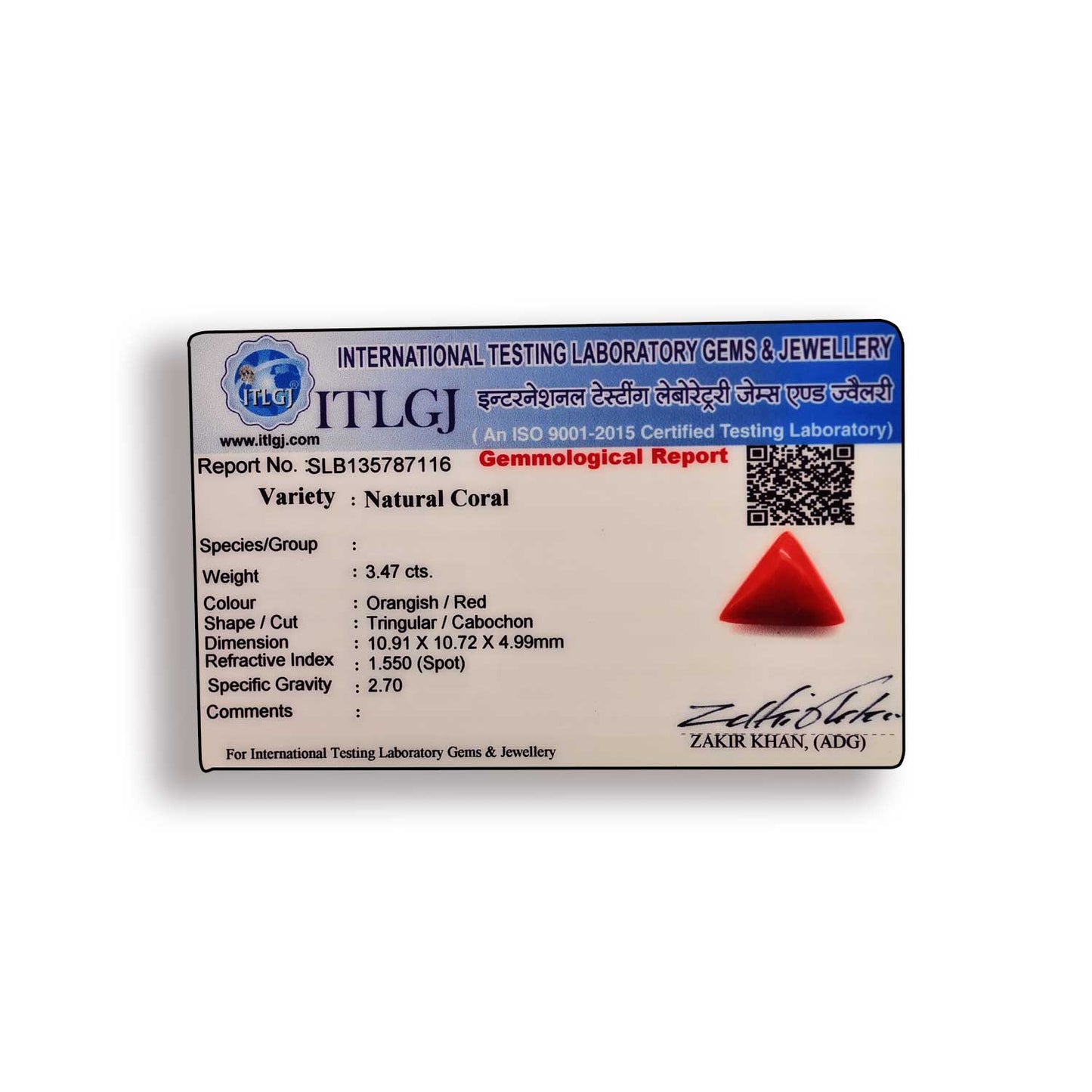 Red Coral (Moonga) Carat 3.47
