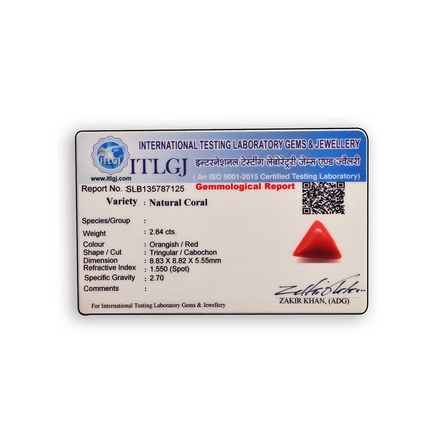 Red Coral (Moonga) Carat 2.84