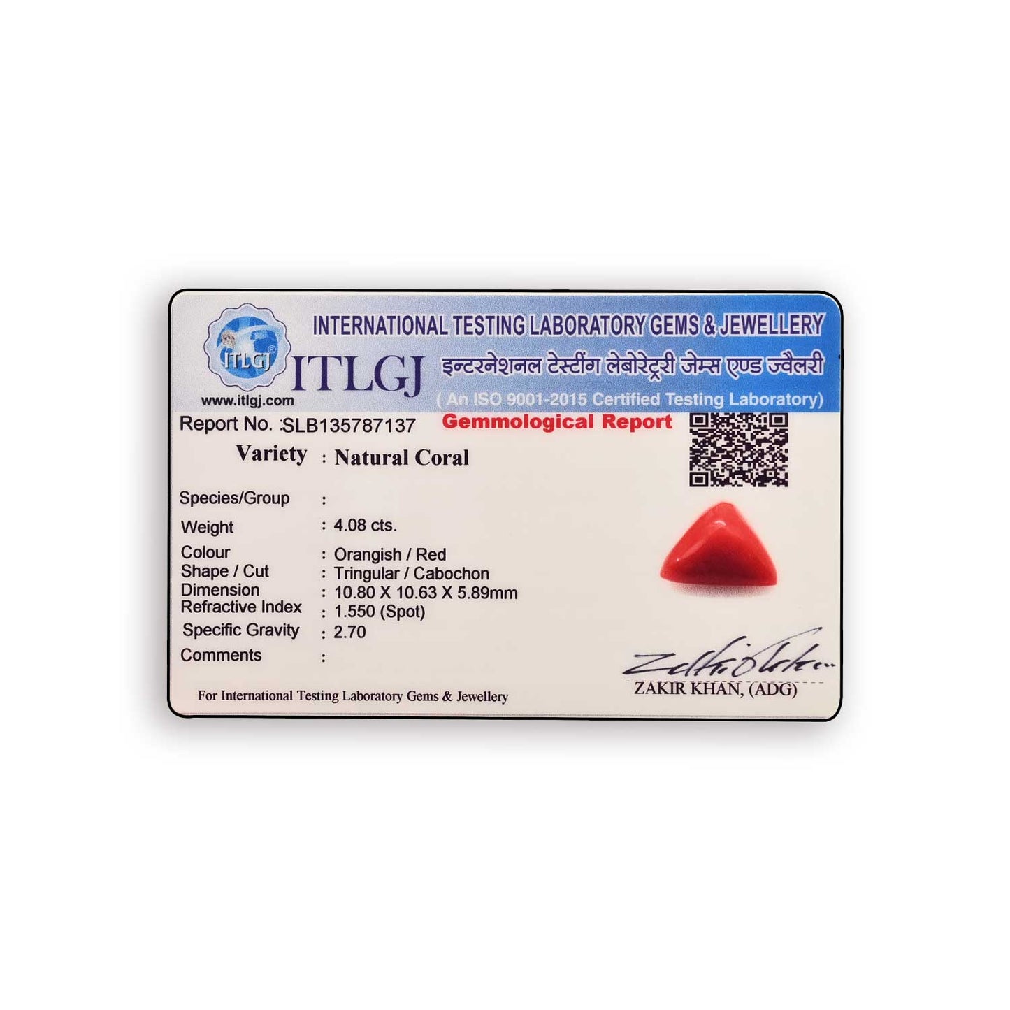 Red Coral (Moonga) Carat 4.08