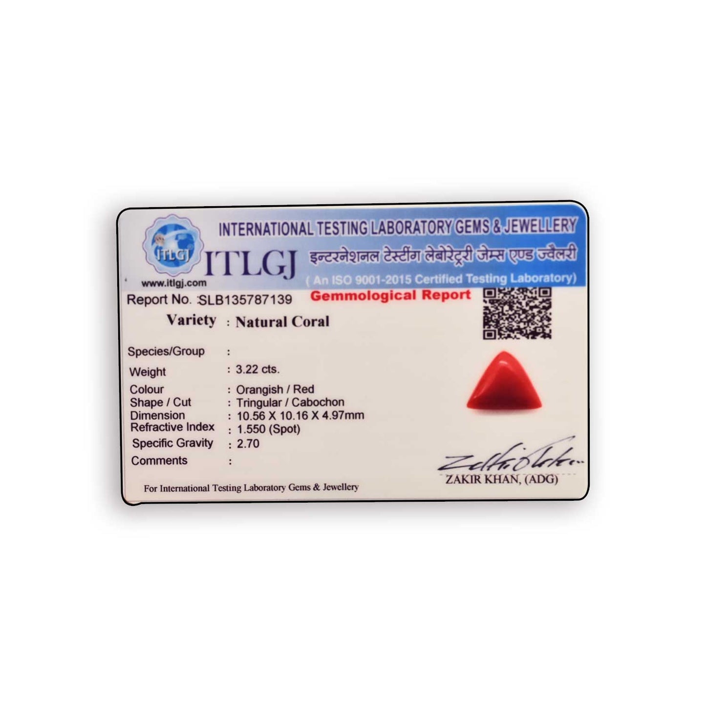 Red Coral (Moonga) Carat 3.22