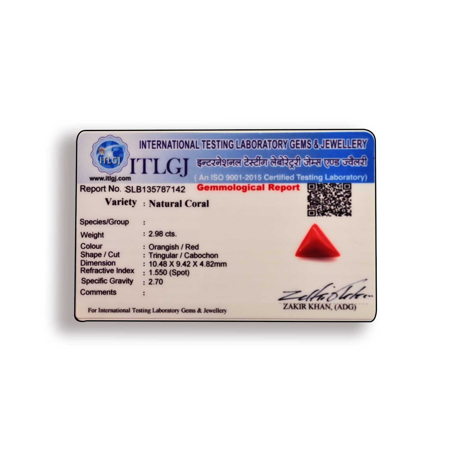 Red Coral (Moonga) Carat 2.98
