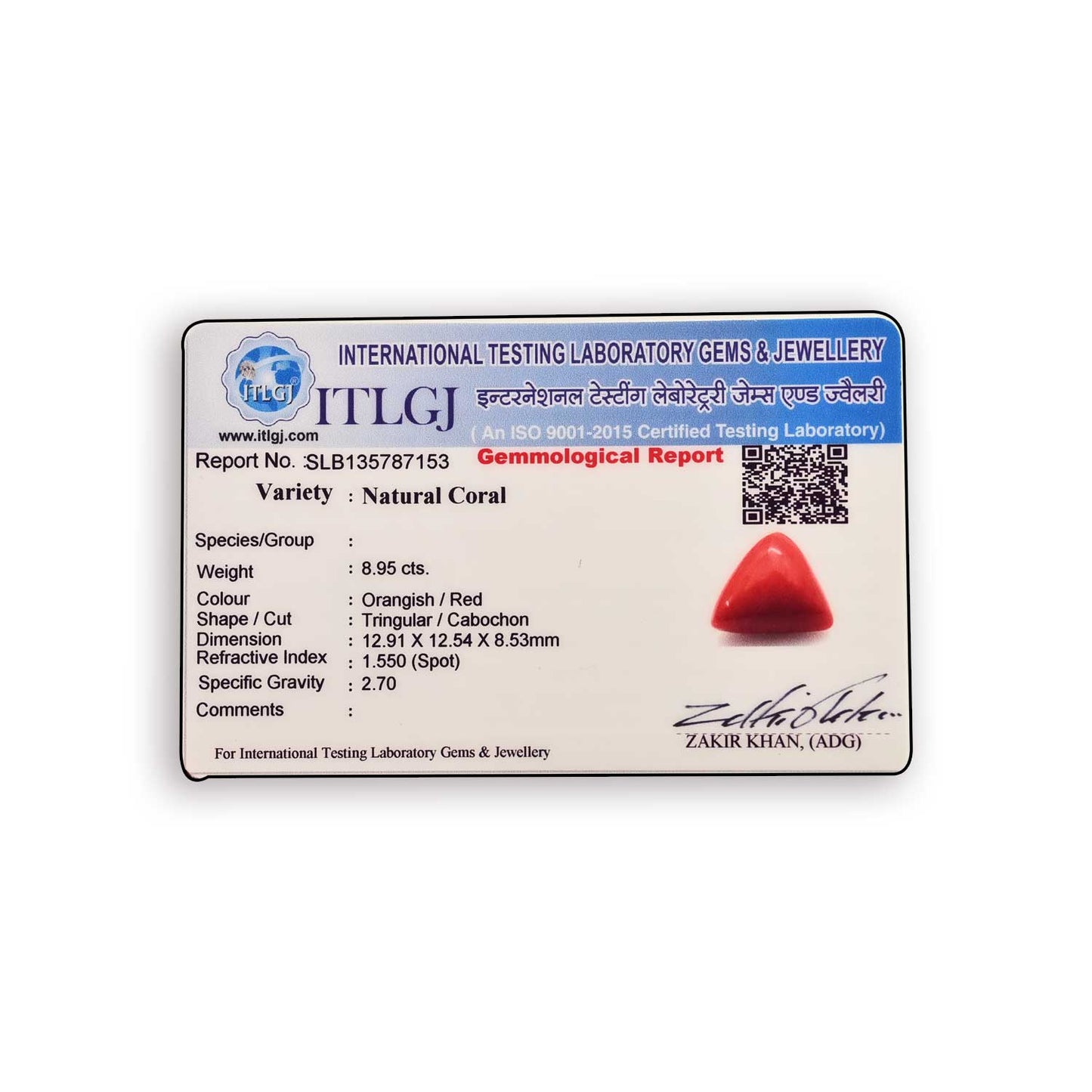Red Coral (Moonga) Carat 8.95