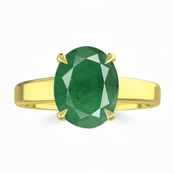 Emerald (Special Quality) Gold Classic Solitaire Ring (R2)