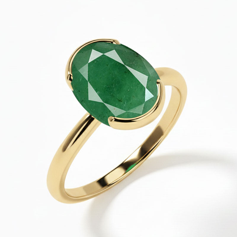 Emerald (Special Quality) Gold Dual-Claw Ring (R4)