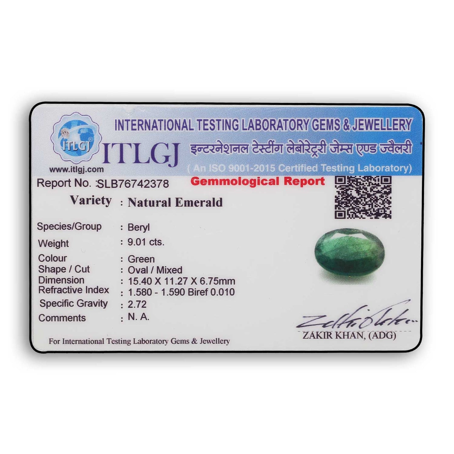 Brazil Emerald (Panna) - 9.01 Carat