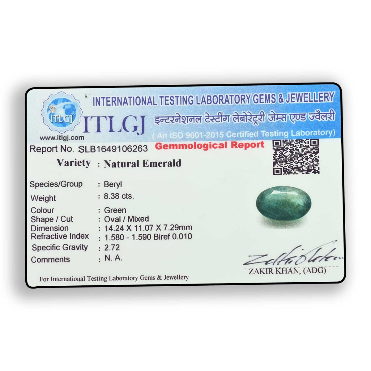 Zambian Emerald (Panna) Stone 8.38 Carat