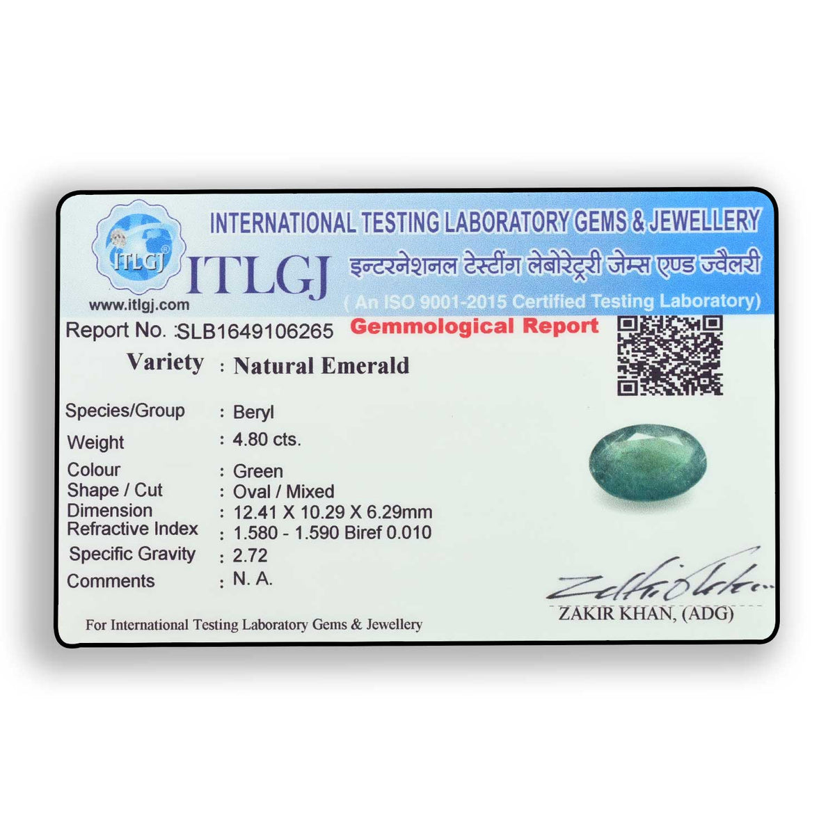 Zambian Emerald (Panna) Stone 4.8 Carat