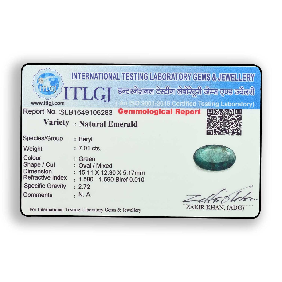 Zambian Emerald (Panna) Stone 7.01 Carat