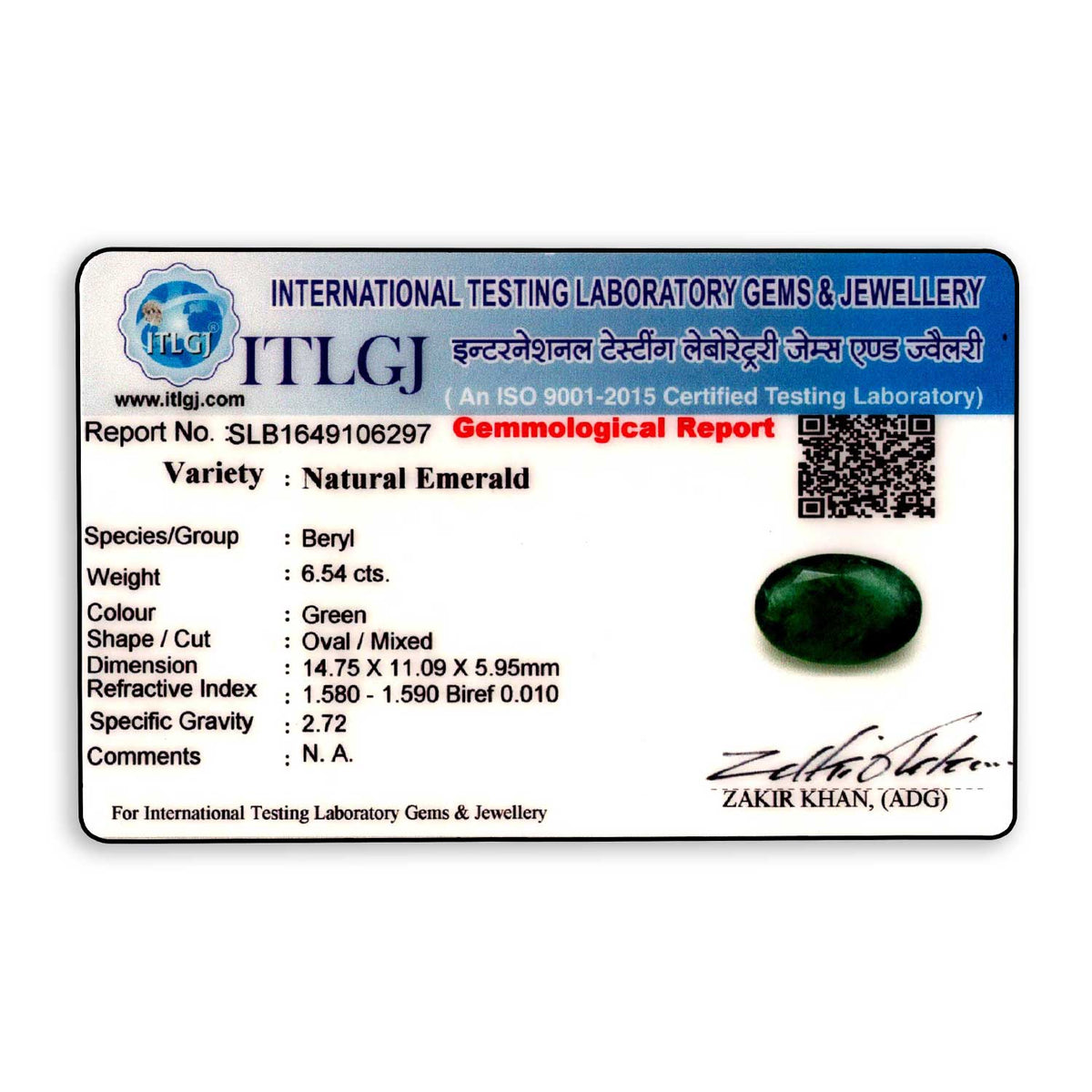 Zambian Emerald (Panna) Stone 6.54 Carat