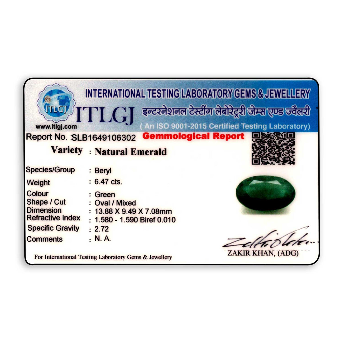 Zambian Emerald (Panna) Stone 6.47 Carat