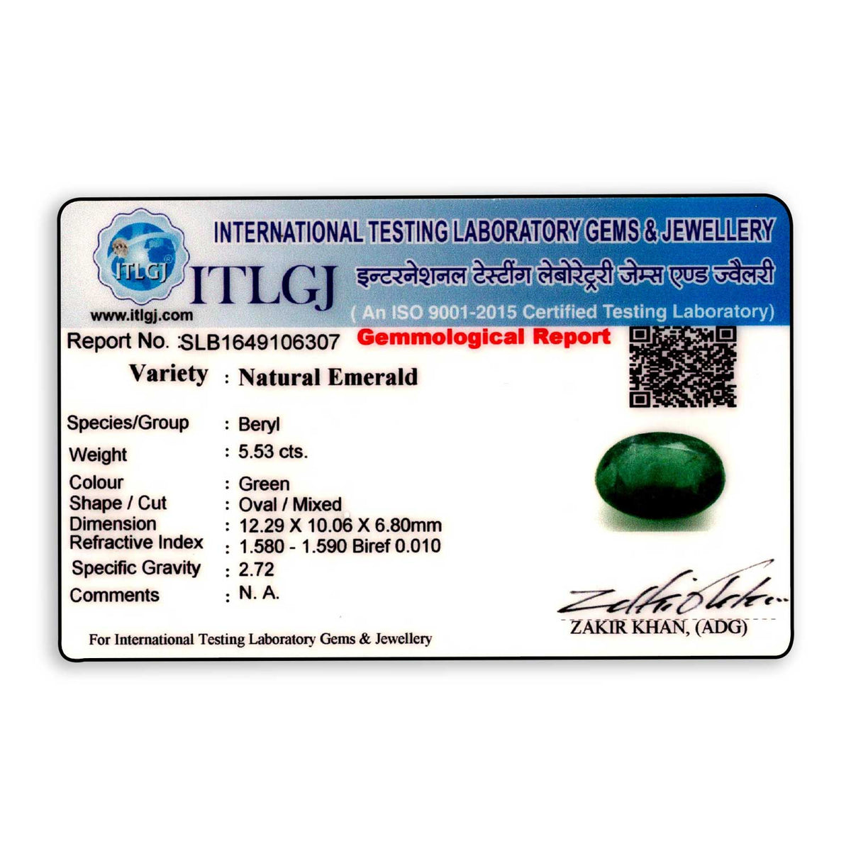 Zambian Emerald (Panna) Stone 5.53 Carat