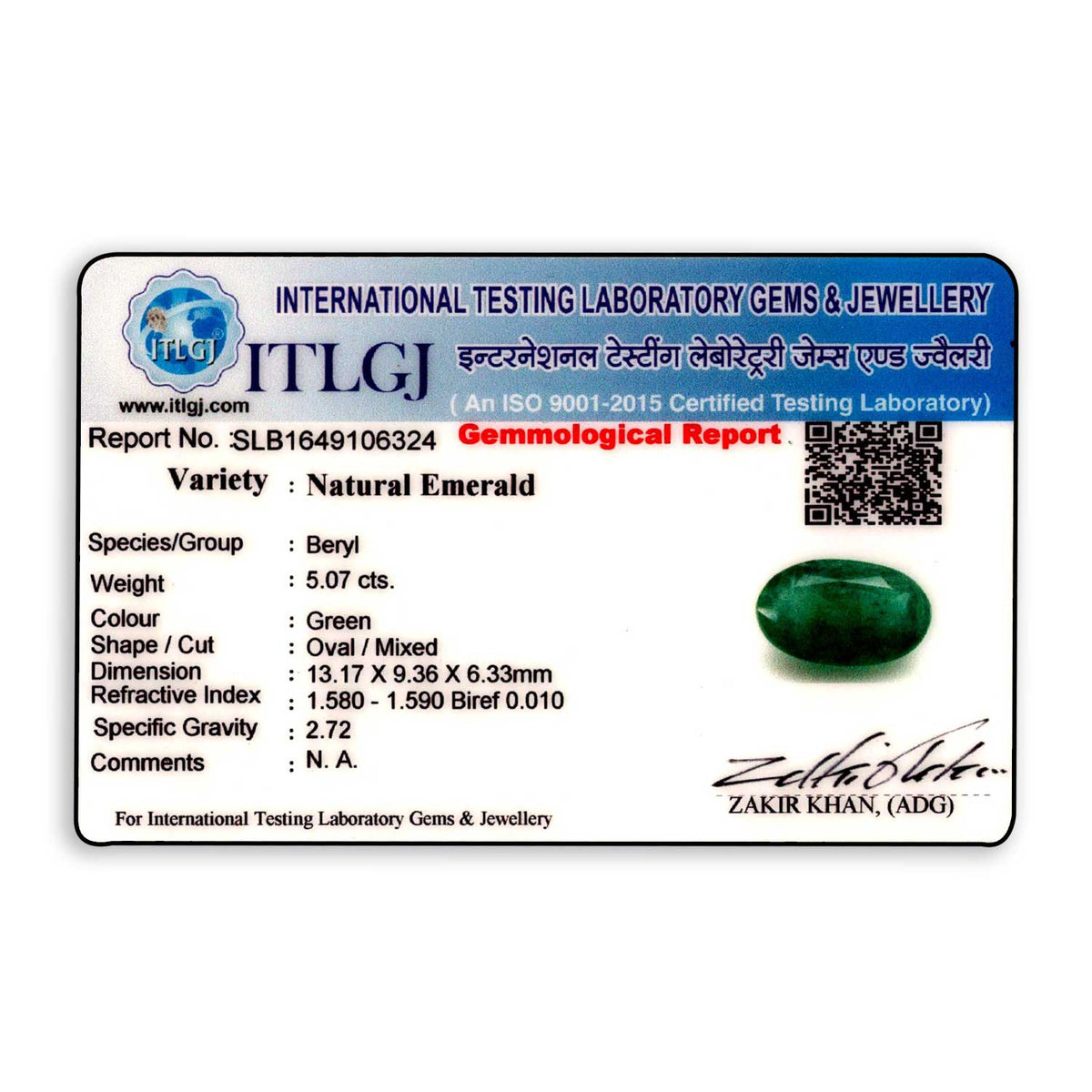 Zambian Emerald (Panna) Stone 5.07 Carat